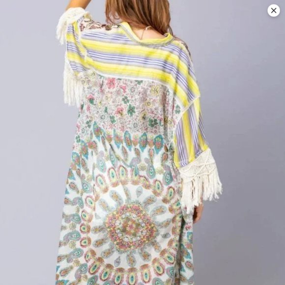 FREE PEOPLE Watching Waves Maxi Lounge Shirt Robe Cover-up XS S M - Picture 4 of 6